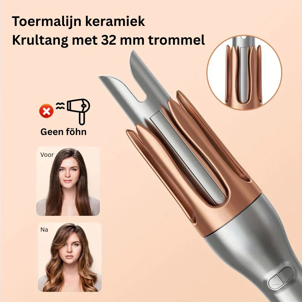 Automatische Krultang met Roterende Staaf – Anti-Klit & Veilige Styling