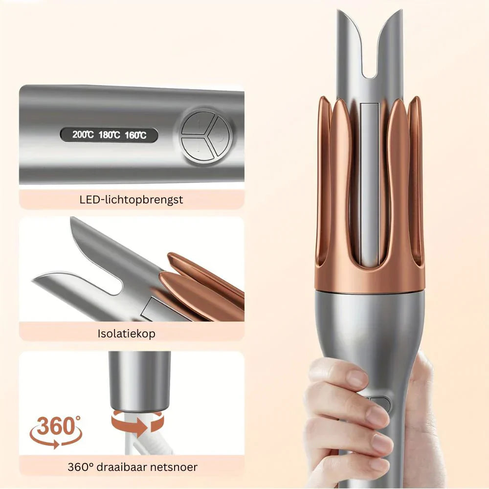 Automatische Krultang met Roterende Staaf – Anti-Klit & Veilige Styling